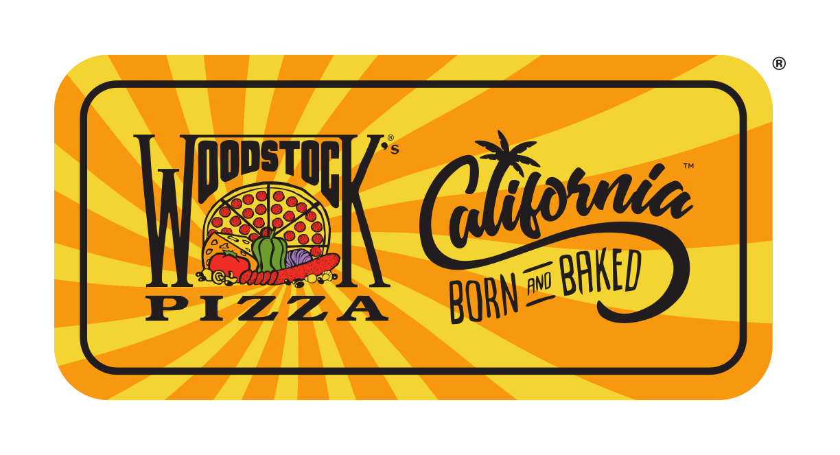 Woodstocks Pizza Logo "California Born and Baked"